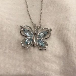 blue butterfly swarovski crystal necklace